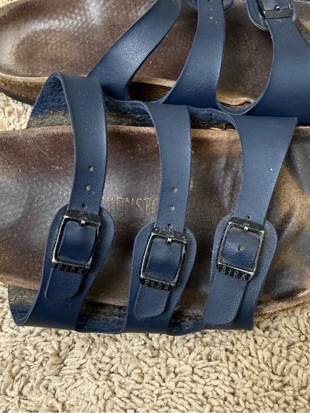 Birkenstock Navy Blue Triple-Strap Sandals